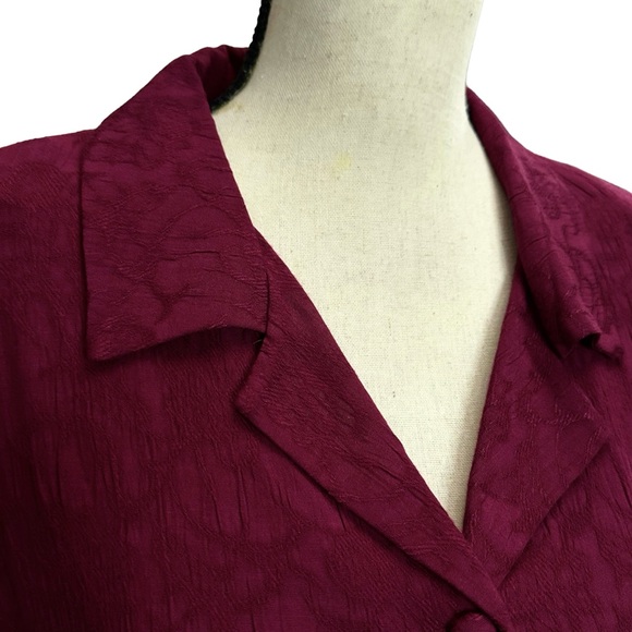 K Studio Dress & Blazer 12 Floral Maroon Jacquard Vintage - Picture 9 of 13